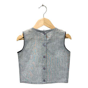 Girls Sleeveless <b>Top</b> with Dhoti Grey & Coral Placement Embroidered Cotton <b>Indian</b> & Pakistani Clothing - Product Image 4
