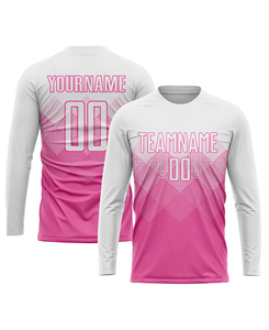 2026 Custom Sublimated <b>Soccer</b> Jersey Set Pink White Gradient Crew Neck Short Sleeve Moisture Wicking 100% Polyester Unisex Adult - Product Image 4
