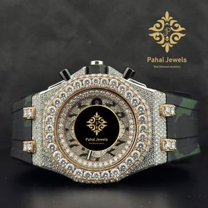 Reloj de Cuarzo de Lujo con Incrustaciones de Diamantes, Esfera de Cristal de Zafiro, Caja de Acero Inoxidable, Correa Verde, Fecha Automática, Caja Incluida - Product Image 5