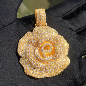 Pendentif en rotin glacé de luxe de haute qualité, bijoux hip-hop, logo personnalisé, plaqué or, argent sterling 925, moissanite taille brillant VVS - Product Image 3