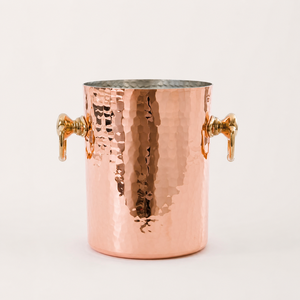 Luxury Hand-Hammered Pure Copper Champagne <b>Bucket</b> with Elegant Bronze Handles Premium <b>Tin</b> Lined Wine Cooler for Events - Product Image 1