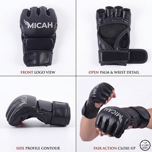 Guantes de Entrenamiento de Medio Dedo de Cuero Micah, Impermeables, con Cierre de Gancho y Bucle, Personalizables para Grappling y Sparring Profesional, Unisex - Product Image 2