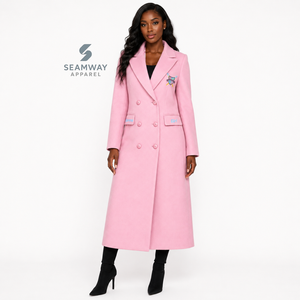 Manteau long croisé pour femme Gamma Phi Delta Sorority, col à revers cranté, manches longues, coupe ajustée, brodé, vêtement d'extérieur formel - Product Image 5