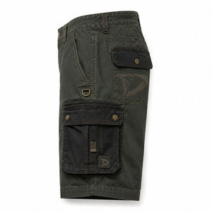 Shorts cargo Y2K personnalisés pour hommes, surdimensionnés, vert forêt foncé, en ripstop, style streetwear tactique avec panneaux de poches noirs - Product Image 4