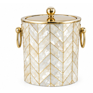 Seau à glace en laiton décoratif avec incrustation de nacre et coquille d'ormeau, refroidisseur à vin et champagne pour bar à domicile, vente en gros - Product Image 2