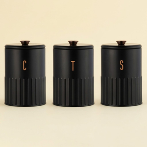 3-Piece Hammered Stainless Steel Canister Set with Lids Food Grade Metal <b>Storage</b> <b>Containers</b> for Tea Coffee Sugar Best Price - Product Image 3