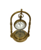 Horloge de bureau en laiton de style Art déco antique - Fonctionne à piles, silencieuse, sans tic-tac WGHC191/2