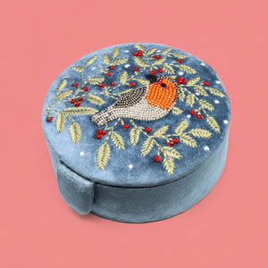 Handmade <b>Floral</b> Beaded Fabric Jewelry <b>Box</b> Premium Modern Decorative Storage Case Gift <b>Box</b> Custom Design by Whimsy Art Craft - Product Image 1