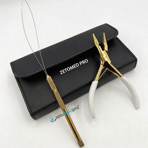Professional Micro <b>Plier</b> Gold Plated Stainless Steel Hair Extension Tools <b>Plier</b> <b>Set</b> with Hair Section Clips ,Finger and Loop - Product Image 5