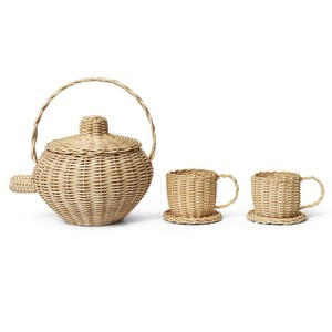 Juego de té de mimbre hecho a mano a precio económico para niños, juguetes de rol infantiles con taza y tetera - Product Image 4