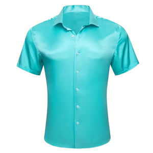 Chemise de travail à manches courtes en polyester pour homme, couleur turquoise, confortable, respirante, uniforme de mécanicien, utilisation en garage automobile - Product Image 6