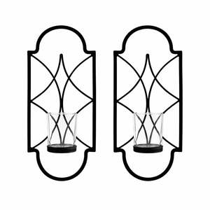 Ensemble de appliques murales en métal noir faites à la main, design élégant à motifs en spirale, construction robuste, style intemporel, décoration chaleureuse pour la maison - Product Image 3