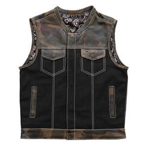Gilet en cuir et toile pour motard infanteriste - Product Image 1