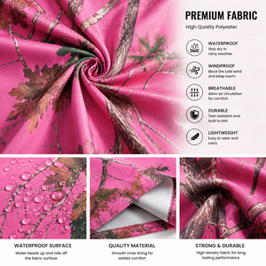 Custom Pink <b>Camo</b> <b>Waterproof</b> Hooded Hunting Rain Coat Long Outdoor Fishing Rain Poncho Windproof Hiking Rain <b>Jacket</b> OEM ODM - Product Image 5