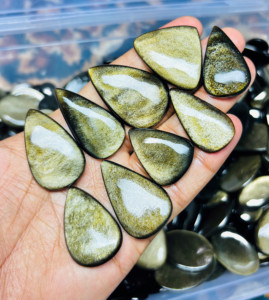 Cabochon en Obsidienne Dorée, Pierres Précieuses Mixtes en Vrac, Cristal de Guérison, Pierre Faite à la Main en Obsidienne Dorée pour la Fabrication de Bijoux ASHU GEMS - Product Image 3