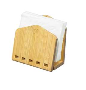 Porte-serviettes en bois artisanal, base rectangulaire, panneaux latéraux incurvés, finition lisse et polie, durable, minimaliste, pour cuisine et salle à manger - Product Image 5
