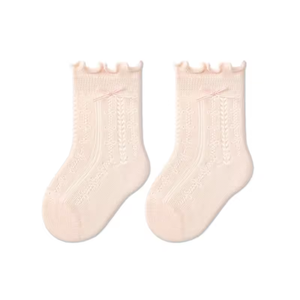 Calcetines de punto con volantes para bebés recién nacidas, calcetines de malla hasta el tobillo, de color liso, finos, para vestir. - Product Image 5