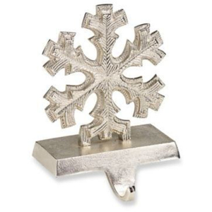 Support de chaussette de Noël élégant en métal en forme de flocon de neige, crochet de cheminée en fer argenté pour décoration intérieure, accessoire festif - Product Image 1