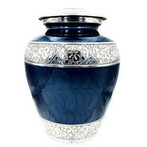 Urne funéraire en métal blanc de style américain pour cendres humaines, capacité de 200 pouces cubes, taille standard 10 pouces, décoration commémorative pour la maison - Product Image 1