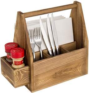 Stylish Wooden Cutlery Holder Stand For Kitchen Counter Utensil Organizer With Decorative Wooden Pattern - Product Image 3