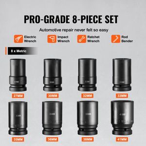 Set di 8 Chiavi a Bussola Profonde per Riparazione Auto, Facili da Leggere, Metriche, Attacco da 1 Pollice, 6 Punte, in Acciaio al Cromo Molybdeno, con Misure 27mm 41mm 22mm 18mm - Product Image 3