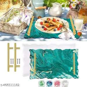 Plateau en résine artisanal, durable et élégant, idéal pour servir, organiser et décorer la maison, disponible à la vente en gros. - Product Image 6