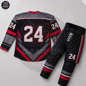Black Red Color Professional Sublimated Jersey with Protective Hockey Pants Team Performance Sportswear Ice Hockey Uniform - Product Image 3