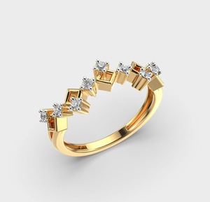 Bague Éternité Géométrique en Diamants en Or Jaune, Sertie à Griffes, Style Classique pour Femme - Product Image 3