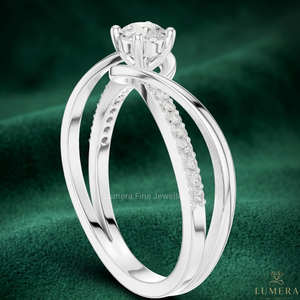 แหวนเพชรเดี่ยวทรงบิดเกลียวทองคำขาว 14K 18K สุดหรูสำหรับผู้หญิง แหวนหมั้นดีไซน์ไขว้สุดสง่างาม - Product Image 3
