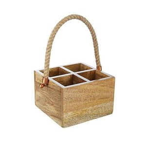 Organizador de Madera Moderno con Asa, Caja de Almacenamiento de Madera Resistente, Multiusos, para Cocina, Baño, Escritorio, Portátil, para Limpieza - Product Image 3
