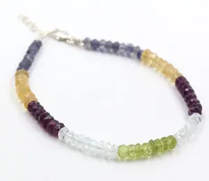 Wholesale High Quality Multi Gemstone Faceted Rondelle <b>Bracelet</b> 4.5mm Multi <b>Stone</b> <b>Bracelet</b> - Product Image 1