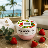 Spa Glow Body Butter Berry Blast Geur Zachte Huid Berry Dierproefvrij Roze Pot Lage Minimum Bestelhoeveelheid voor Body Butter