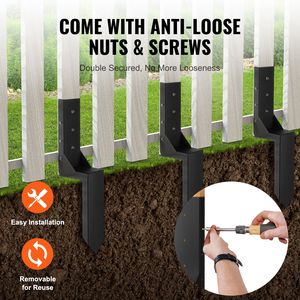 Set di 4 Supporti per Pali di Recinzione in Acciaio Resistente, Ancoraggi a Terra S 3,5 X 3,5 Pollici, Kit di Riparazione per Ancoraggio Pali - Product Image 6