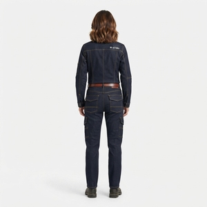 <b>Women</b> Dark Blue Denim <b>Jacket</b> And <b>Cargo</b> Pants Set Utility Two Piece Matching Denim Outfit Casual Workwear Fashion - Product Image 2