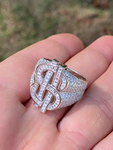 Hip hop Iced Out Dollar Sign <b>Ring</b> Baguette Moissanite Diamond Sterling Silver Hip Hop <b>Ring</b> Luxury Rapper Style Jewelry <b>for</b> <b>Men</b> - Product Image 5