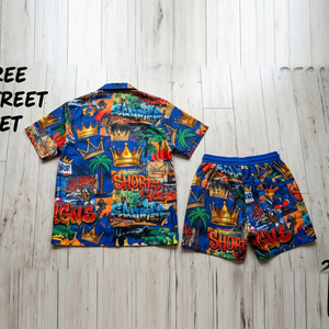 Ensemble décontracté homme été : T-shirt sublimation manches courtes et short imprimé avec cordon de serrage – Léger et tendance - Product Image 2