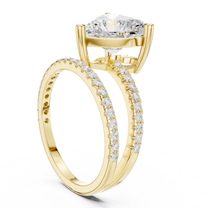 Bague de fiançailles pour femme en or massif 14 carats, diamant de laboratoire taille cœur, certifié IGI, style romantique chrétien - Product Image 2