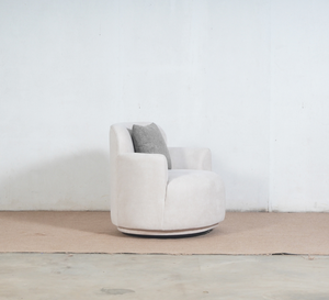 Fauteuil moderne en bouclette avec dossier rembourré, accoudoirs rembourrés, pieds en bois, pivotant, une place, canapé minimaliste pour salon - Product Image 4