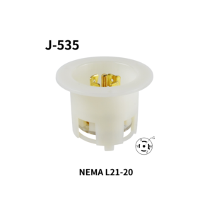 Enchufe Eléctrico Hubbell Compatible J-535 con Bloqueo Giratorio, Entrada con Brida NEMA L21-20, 20A 120/208V para Equipos Industriales - Product Image 1