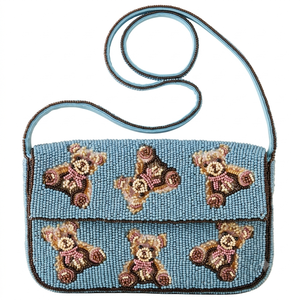 Sac à bandoulière perlé fait main pour femme, motif coucher de soleil montagne et paysage céleste, pochette à rabat de soirée - Product Image 5
