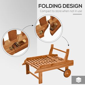 Sedia a Sdraio Pieghevole da Esterno in Legno di Acacia Colore Teak con Ruote per Prendere il Sole - Product Image 5