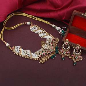 Reva Antique Designer Choker Set-Gold Plated Zircon Fashion Jewelry for Wedding & Festival - Product Image 2