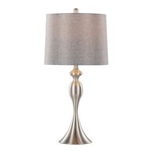 Lampada da tavolo Ashland contemporanea in metallo da 27 pollici con paralume in lino testurizzato grigio nichel spazzolato, set di 2 Grandview Gallery - Product Image 3