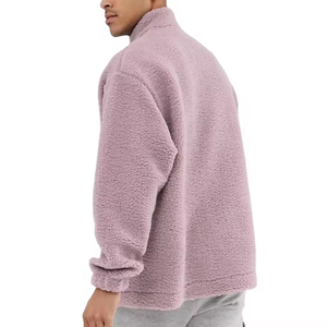 New Stylish Custom Oversized Fit <b>Sherpa</b> Hoodie Custom Design <b>Mens</b> High Neck Half Zip <b>Fleece</b> Sweatshirts - Product Image 2