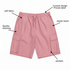2026 Summer Classical Shorts Men Little <b>Elastic</b> Basic Solid Shorts 100% Cotton <b>Knee</b> Length Washed Cargo Shorts for Men - Product Image 6