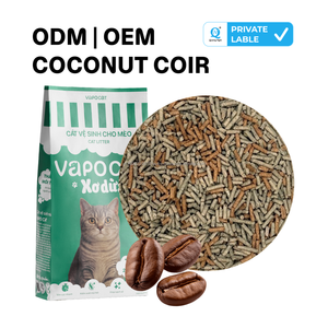 Litière pour chat Vapo Cat en fibre de coco biodégradable, agglomération rapide, 99 % sans poussière, contrôle des odeurs, parfum vanille/café, fabriquée au Vietnam - Product Image 1