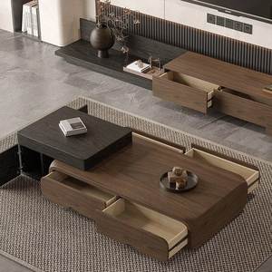 Table basse moderne en teck avec tiroir de rangement, mobilier minimaliste pour salon, fournisseur indonésien - Product Image 3