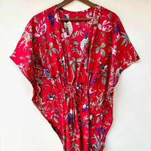 Vestido Kaftán Casual de Verano sin Mangas con Estampado Floral Digital, de Algodón, para Mujer, Traje de Baño para la Playa, Islas del Pacífico Asiático - Product Image 1