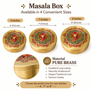 Vibrant Hand Painted Mandala Brass <b>Box</b> Round Indian Spice Container Decorative Kitchen Storage <b>Box</b> Wholesale Manufacturer - Product Image 6