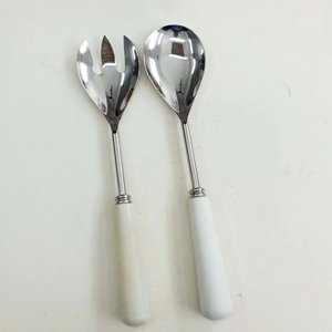 Royal Design Stainless Steel Salad Sets With Marble Handle for Home and Wedding Tabletop Usage Salad <b>Server</b> Set On Sale - Product Image 1